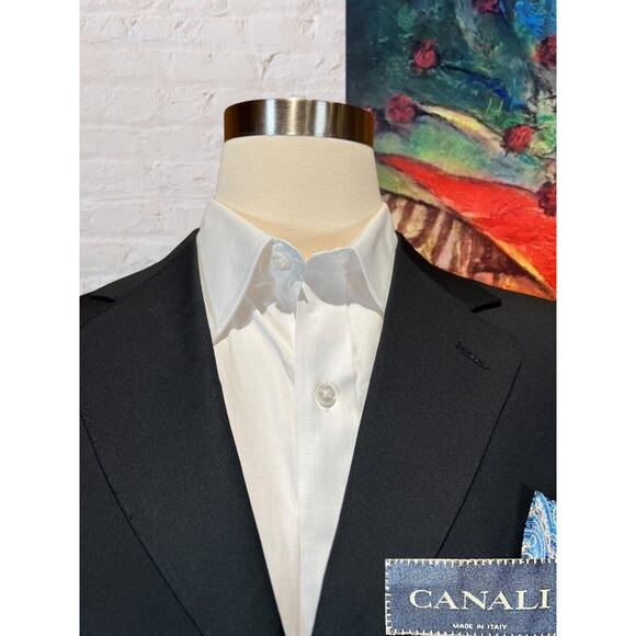 Canali 42R EU52 Mens Black Virgin Wool 3 Button Blazer Sport Coat Jacket - Picture 2 of 14